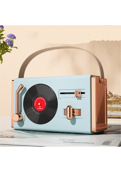 Kart Yuvalı, USB Bellekli, Hediye Setli, Plak Çalarlı ve Masaüstü Taşınabilir Hoparlörlü Yaratıcı Mini Retro Bluetooth Hoparlör (Yurt Dışından)