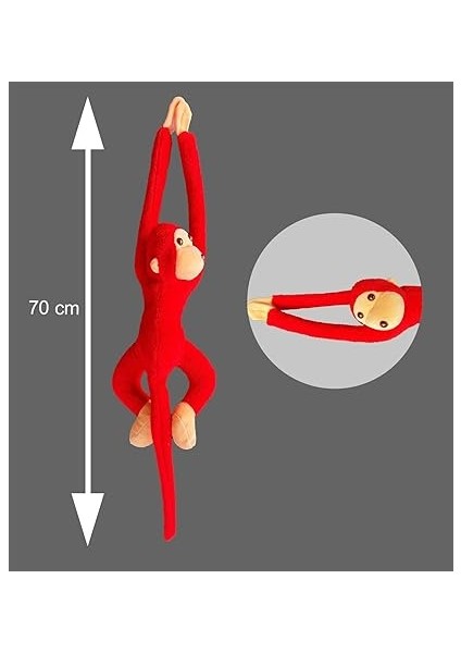 Peluş Maymun Oyuncak, Elleri Yapışabilen 70 cm Kırmızı fırsatları