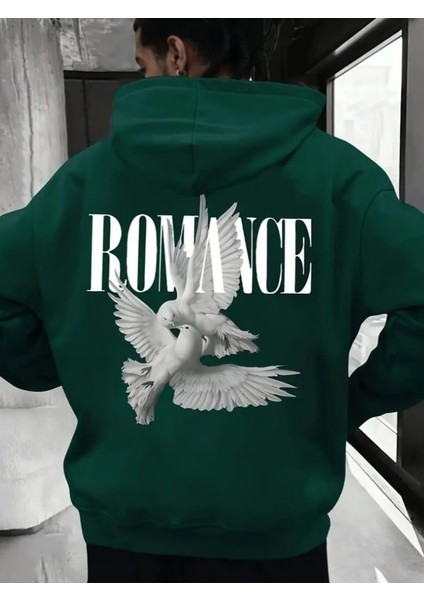Punıx Büyük Beden Özel Tasarım Romance Sırtbaskılı Kapüşonlu Kalın Kışlık 3 Iplik Erkek Sweatshırt