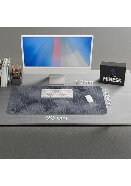 90X40 cm Xxl Gaming Mouse Pad [high Density Hybrid Kumaş] [kaymaz Taban] [yüksek Çözünürlüklü Baskı] Fare Altlığı Oyuncu Mousepad (Gri Izohips) fırsatları