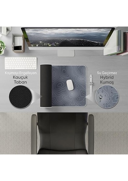 90X40 cm Xxl Gaming Mouse Pad [high Density Hybrid Kumaş] [kaymaz Taban] [yüksek Çözünürlüklü Baskı] Fare Altlığı Oyuncu Mousepad (Gri Izohips) indirimleri