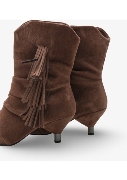 Revaya Kadın Süet Püsküllü Bot - Kahve Süet modelleri