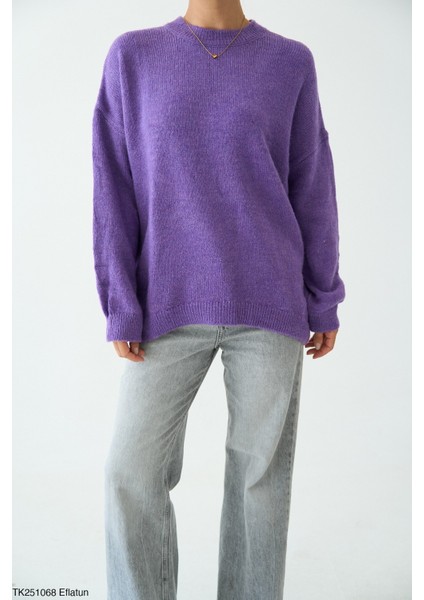 Kadın Bisiklet Yaka Basıc Kazak