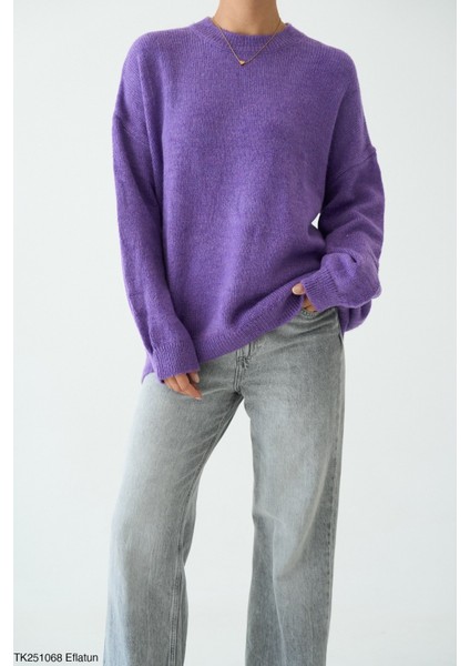 Kadın Bisiklet Yaka Basıc Kazak modelleri