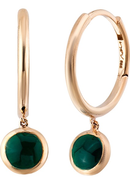 Cebeci 14 Ayar Yeşil Mineli Rose Halka Altın Küpe