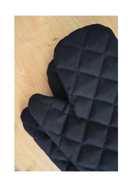 Tekstil Yanmaz ve Dayanıklı Fırın Eldiveni ve Tutacak (2 Eldiven, 2 Tutacak) Siyah 17 x 27 modelleri