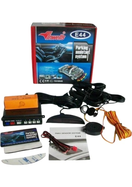 E44 Türkçe Konuşmalı Ekranlı Park Sensörü 4 Lü Beyaz Park Destek Sistemi Araç Park Sensörü Seti