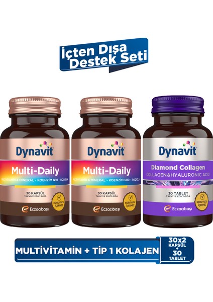 Diamond Collagen&Hyaluronic Acid + Multi-Daily 30 Kapsül X 2