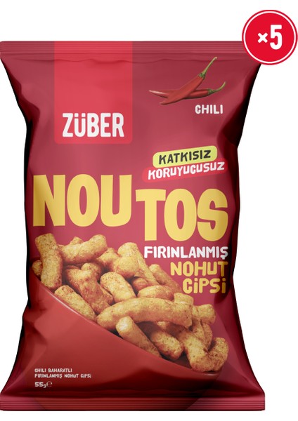 Noutos Fırınlanmış Nohut Cipsi Chili Baharatlı 55G x 5 Adet