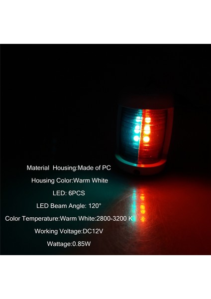 Deniz Botu Yeşil Sancak + Kırmızı Port Yan LED Navigasyon Işık-Beyaz (Yurt Dışından) modelleri