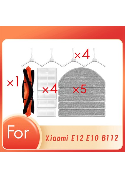 E12 E10 B112 Robot Süpürge Paspas Bezleri Ana Yan Fırçalar Filtre Için 14 Adet Yedek Parça (Yurt Dışından)