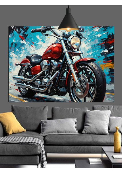 Kırmızı Motosiklet Güç Hız Dekoratif Kanvas - Mdf Ahşap Tablo modelleri