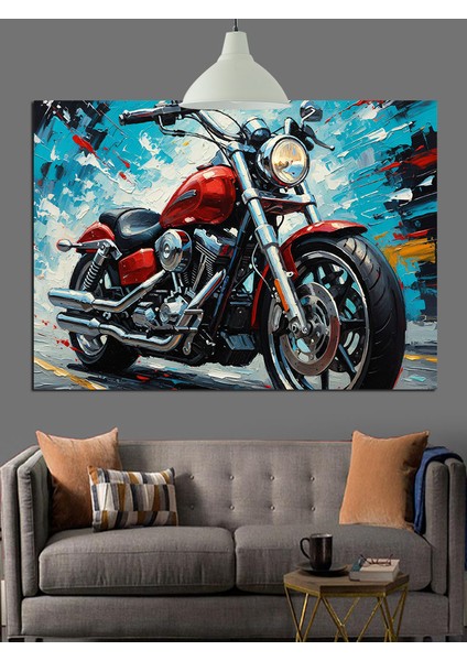Kırmızı Motosiklet Güç Hız Dekoratif Kanvas - Mdf Ahşap Tablo fırsatları