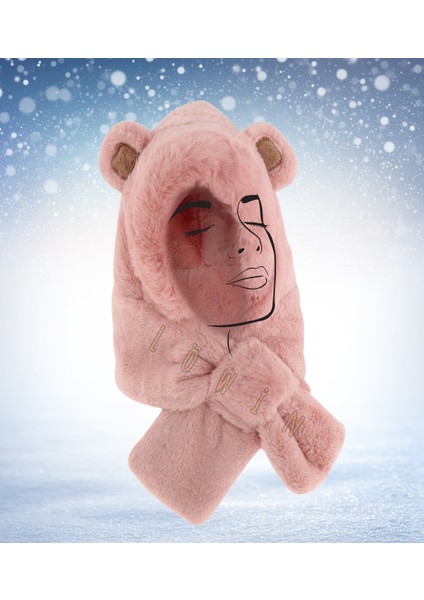 Kulak Detaylı Peluş Ikisi Bir Arada Bere ve Şal | Yumuşacık ve Sıcacık Kış Şapkası fırsatları