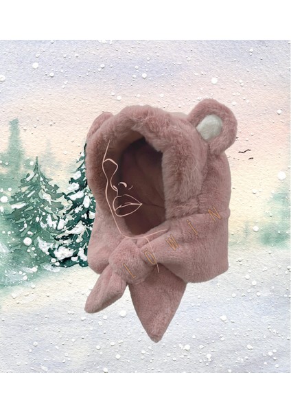 Kulak Detaylı Peluş Ikisi Bir Arada Bere ve Şal | Yumuşacık ve Sıcacık Kış Şapkası indirimleri