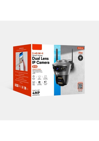 Blıc4 Mp 4K Ultra Hd Alarmlı Suya Dayanıklı Çift Lensli 2.4 G Ip Dış Mekan Güvenlik Kamerası Siyah fiyatları