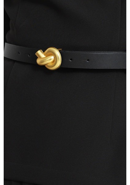 Siyah Kemer Detaylı Uzun Kollu Midi Elbise fırsatları