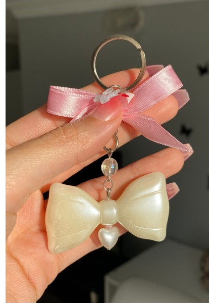 Pembe Kurdeleli Büyük Fiyonklu Anahtarlık Çanta Aksesuarı modelleri