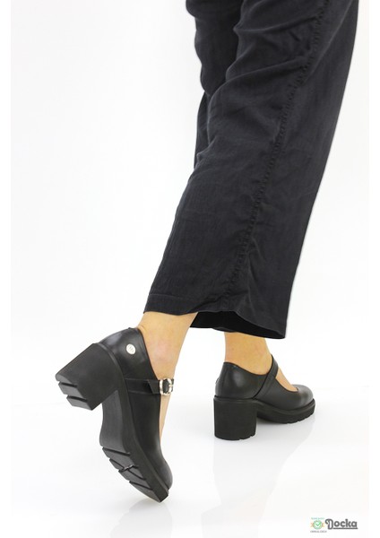 Kadın Kalın Platform Topuklu Hakiki Deri Mevsimlik Klasık Rugan Ayakkabı M26/KA155 indirimleri