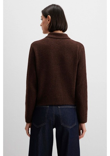 Erkek Yün Karışımlı Baklava Desenli Kahverengi Hırka 1710825-70244 fırsatları