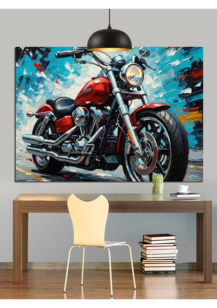 Kırmızı Motosiklet Güç Hız Dekoratif Kanvas - Mdf Ahşap Tablo indirimleri