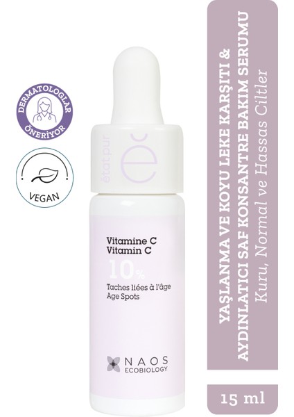 Pure Active Saf Vitamin C %10 Koyu Leke Aydınlatıcı Yaşlanma Karşıtı Konsantre Bakım Serumu 15 ml