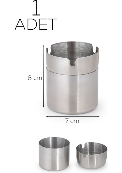 ETN-236 Large Paslanmaz Çelik Metal Kül Tablası - Kapaklı Rüzgar Geçirmez Küllük fiyatları