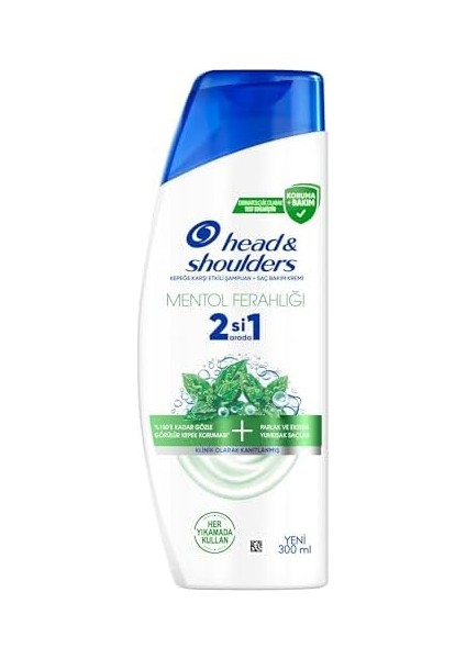 Head & Shoulders Mentol Ferahlığı 2'si 1 Arada Kepeğe Karşı Etkili Şampuan 300ML modelleri