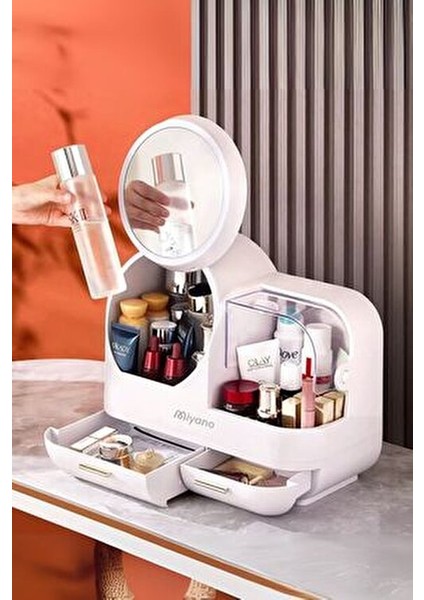 S50 LED Fan Makyaj Organizer Seti Beyaz Şık Tasarım ve Pratik Kullanım İçin fiyatları