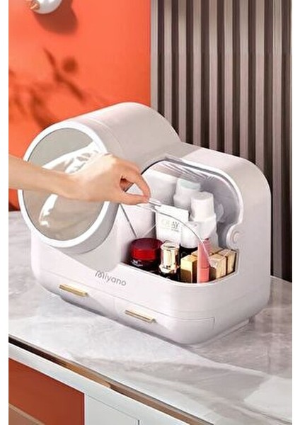 S50 LED Fan Makyaj Organizer Seti Beyaz Şık Tasarım ve Pratik Kullanım İçin fırsatları