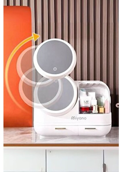 S50 LED Fan Makyaj Organizer Seti Beyaz Şık Tasarım ve Pratik Kullanım İçin