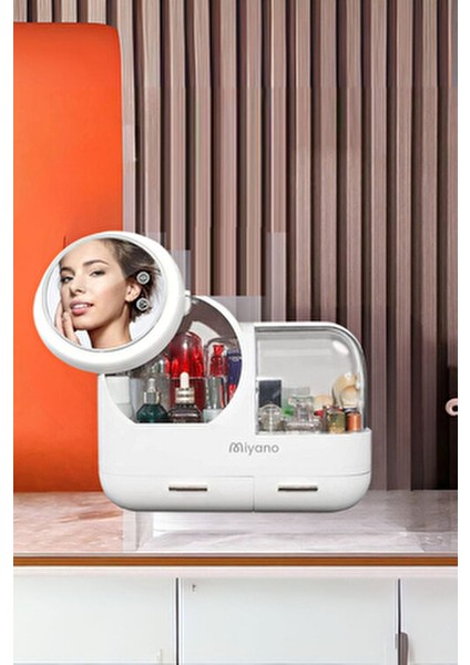 S50 LED Fan Makyaj Organizer Seti Beyaz Şık Tasarım ve Pratik Kullanım İçin