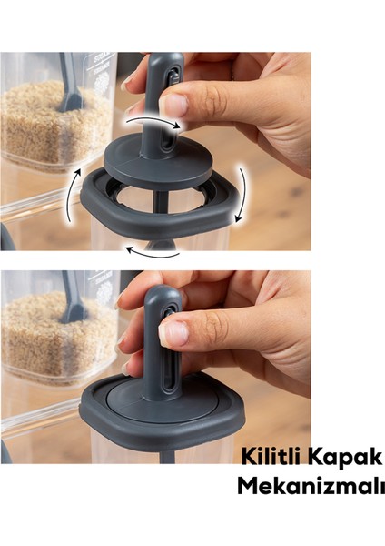 4364 7li Kaydırmalı Kaşıklı Sızdırmaz Kapaklı Etiketli Baharatlık Seti - Saklama Kabı fırsatları