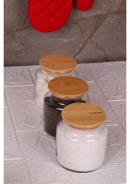 Zone - 3'lü Cam Saklama Kabı 600ML Vakumlu Bambu Kapaklı fiyatları