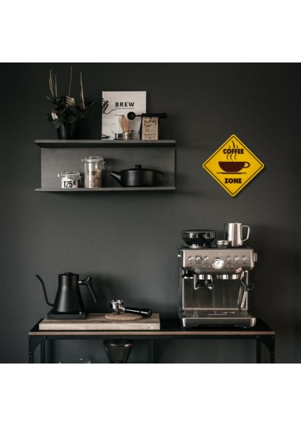 Coffee Zone Uyarı Levhası | 20X20 cm | Sarı Kahve Duvar Süsü fırsatları