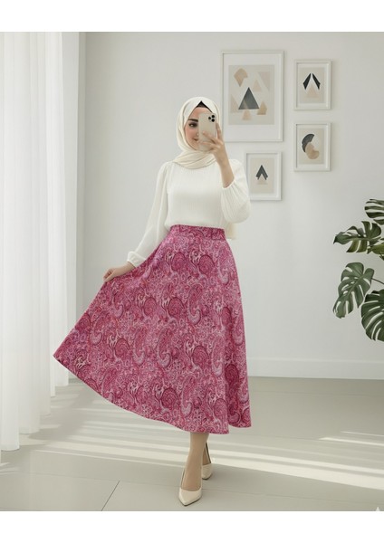 Beli Lastikli Etnik Desen Kloş Etek fiyatları