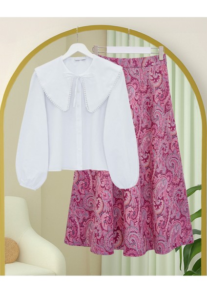 Beli Lastikli Etnik Desen Kloş Etek modelleri