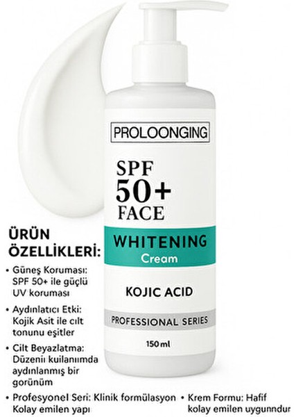 Beyazlatıcı Yüz Kremi SPF 50+ Ton Eşitleyici 150 ml Tüm Cilt Tipleri İçin fiyatları