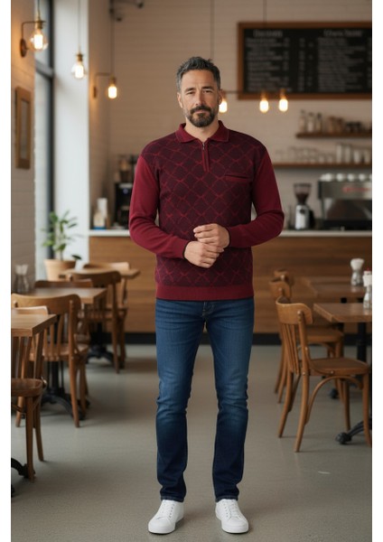 Erkek Çelik Örgü Gömlek Yaka Cepli Fermuarlı Polo Yakalı Ağdesen Tüylenmeyen Triko Kışlık Baba Kazak fiyatları