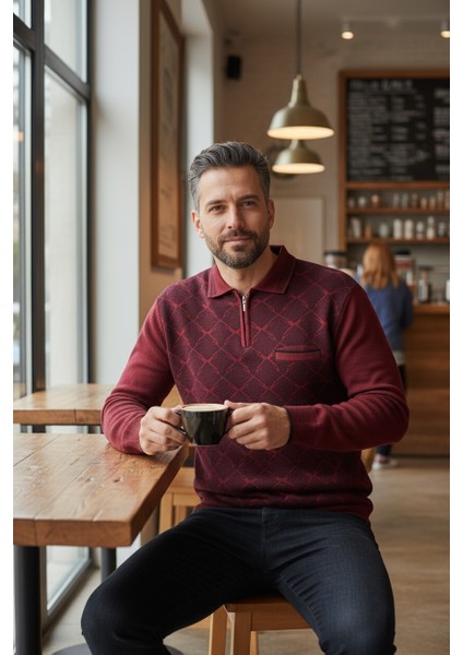 Erkek Çelik Örgü Gömlek Yaka Cepli Fermuarlı Polo Yakalı Ağdesen Tüylenmeyen Triko Kışlık Baba Kazak modelleri