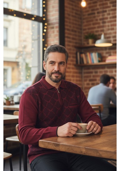 Erkek Çelik Örgü Gömlek Yaka Cepli Fermuarlı Polo Yakalı Ağdesen Tüylenmeyen Triko Kışlık Baba Kazak fırsatları