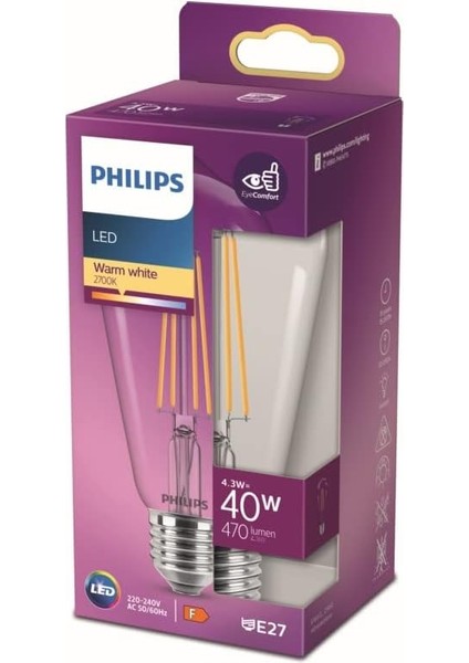 LED 40W ST64 E27 Beyaz Dim Edilmez Filament LED Ampul