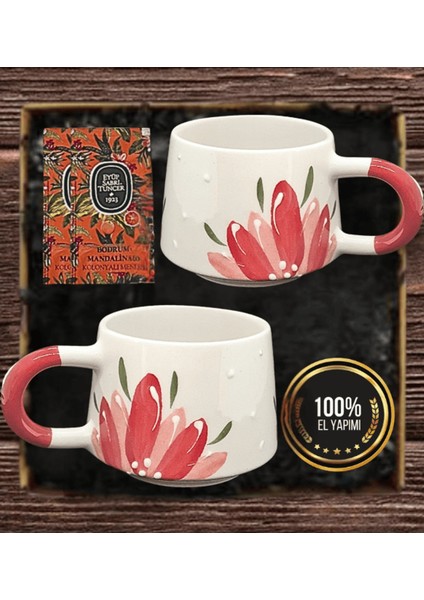 El Yapımı Hediyelik 2’li Seramik Kupa Seti