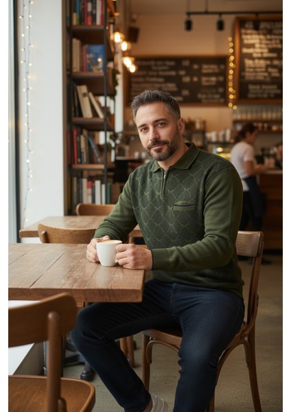 Erkek Çelik Örgü Gömlek Yaka Cepli Fermuarlı Polo Yakalı Ağdesen Tüylenmeyen Triko Kışlık Baba Kazak modelleri