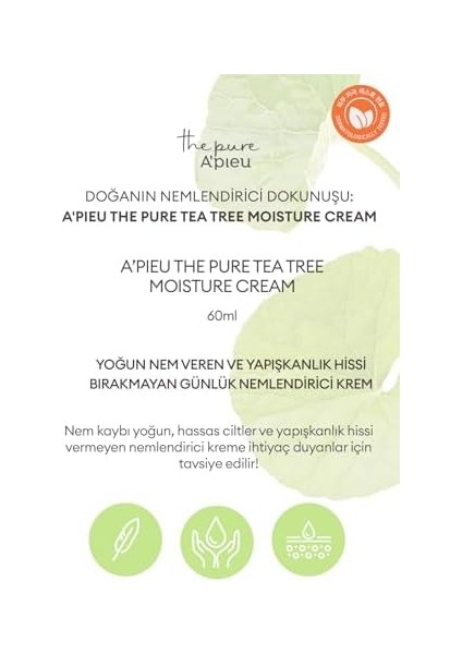A'pıeu Yağlanma ve Akneye Eğilimli Ciltler Için Nemlendirici A'pıeu The Pure Tea Tree Moisture Cream fiyatları