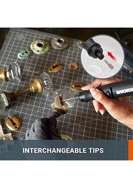 WX990 20VOLT 2.0AH. Kömürsüz Profesyonel Tipi Devir Ayarlı Gravür + 50MM Açılı Avuç Taşlama Kombo Set + 39 Parça Aksesuar modelleri