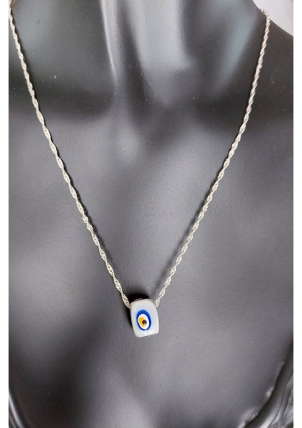 925 Ayar Gümüş Nazar Boncuklu Singapur Zincir