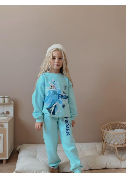 Frozen Elsa Kız Çocuk 3 Iplik Şardonlu Alt Üst Takım Süper Kalite Kumaş fiyatları