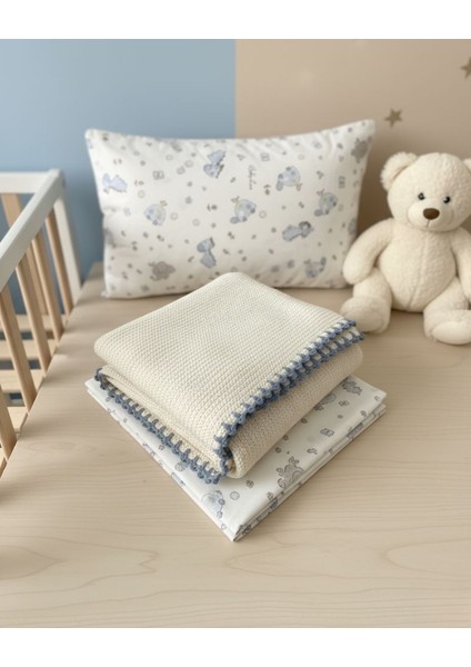 Beyaz %100 Pamuk Bebek Pike Takımı