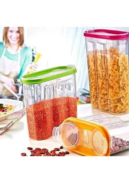 2 Kapaklı Ölçekli Erzak Kuru Gıda Saklama Kutusu Kabı 2,4 LITRE-SA940 fiyatları